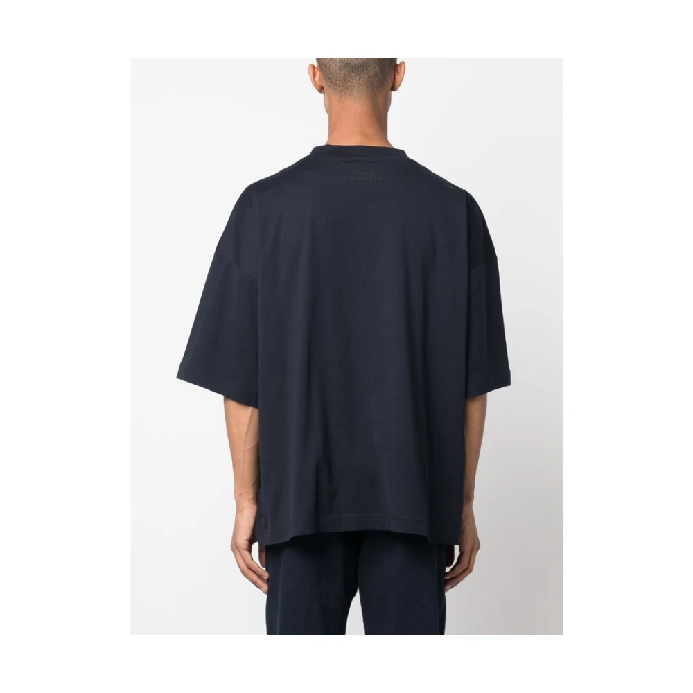 Studio Nicholson Navy Blue Oversize Ronde Hals T-shirt Blue Heren