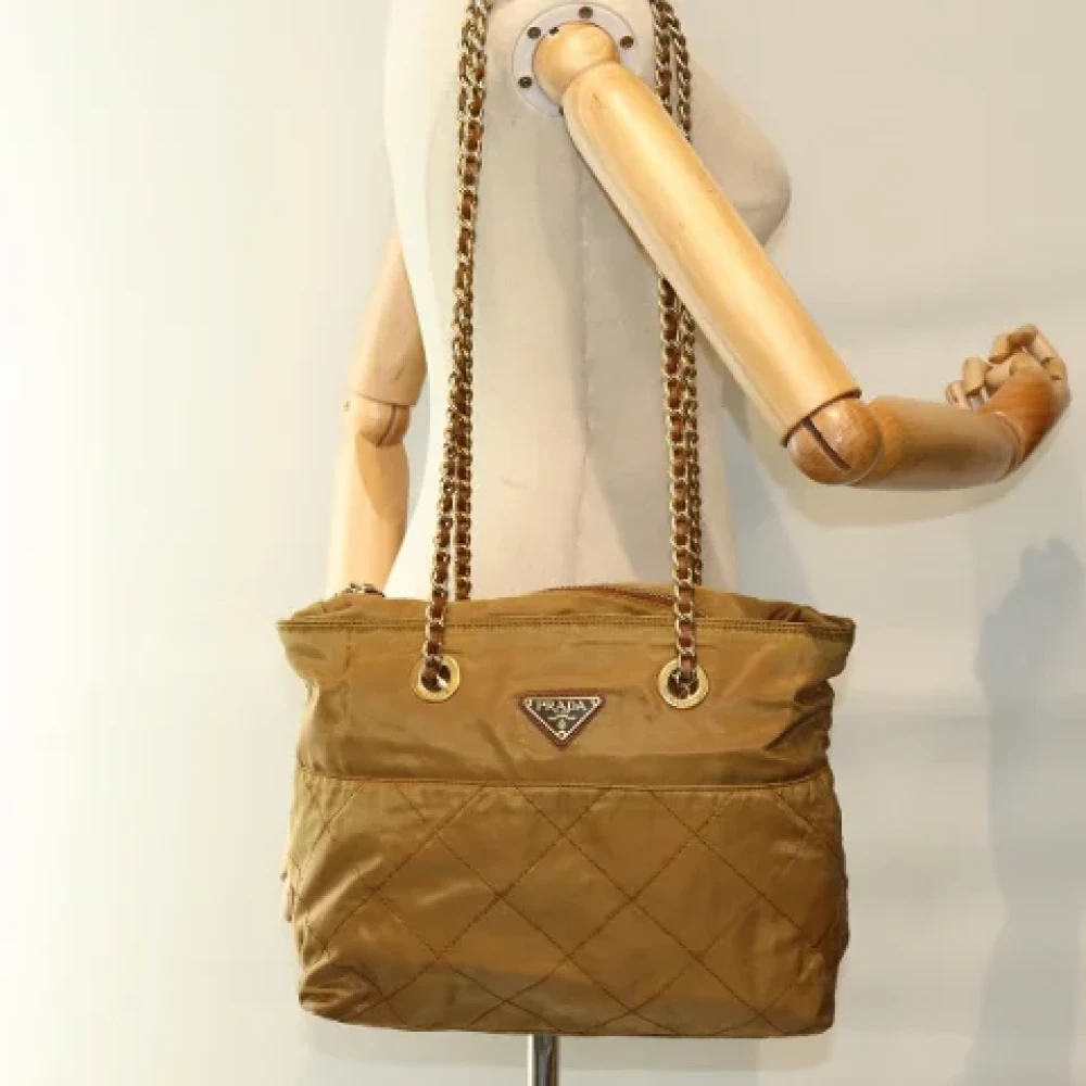 Prada Vintage Pre-owned Fabric prada-bags Beige Dames