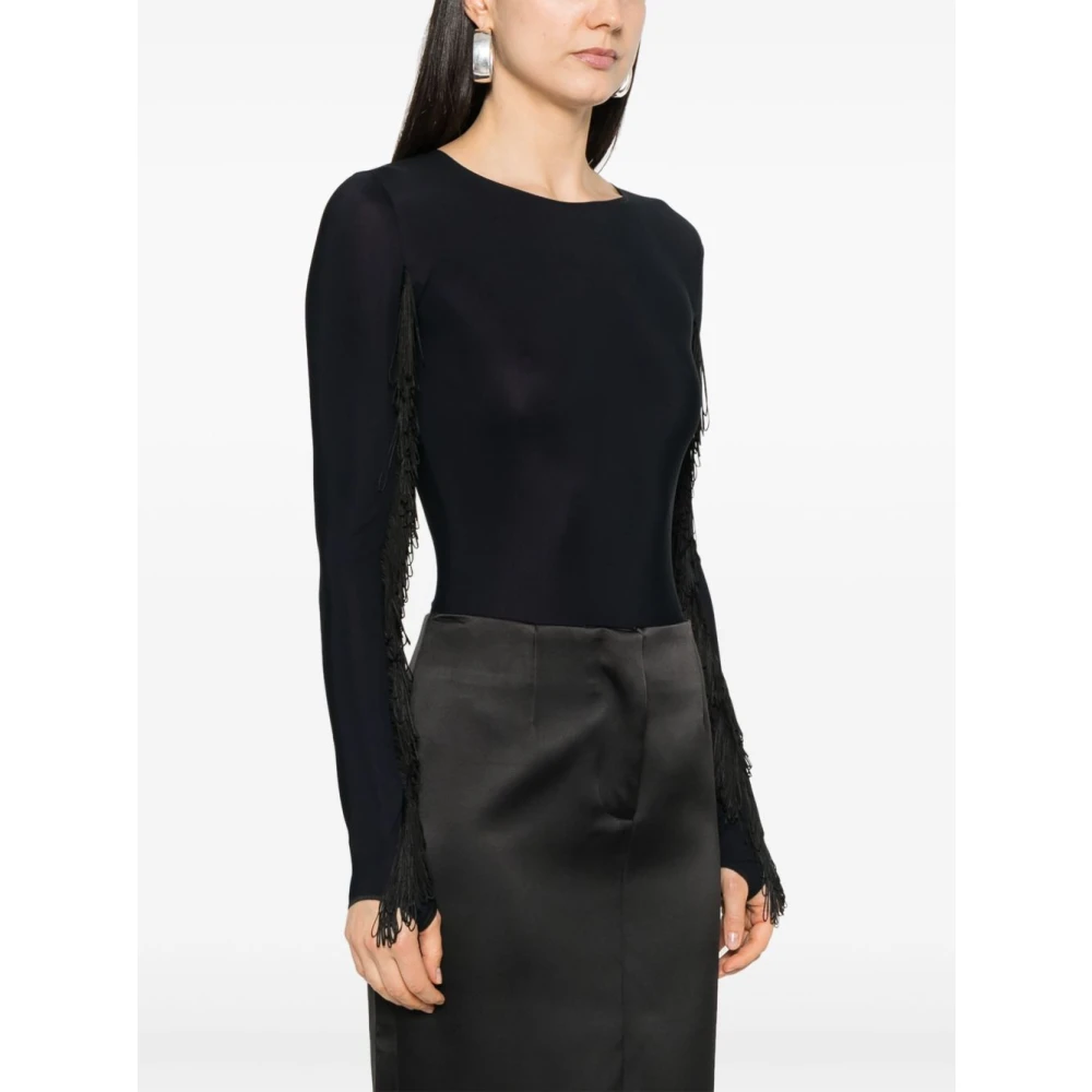 MM6 Maison Margiela Zwarte Top met Verborgen Drukknop Black Dames