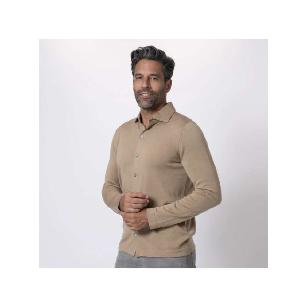 Gran Sasso Klassieke lange mouwen shirt in kameel Brown Heren