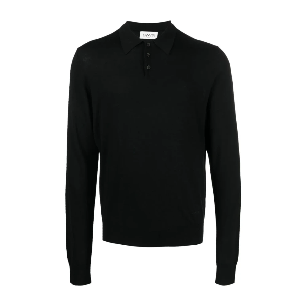 Lanvin Black Polo Shirts, Male, Xl, Merinos Polo