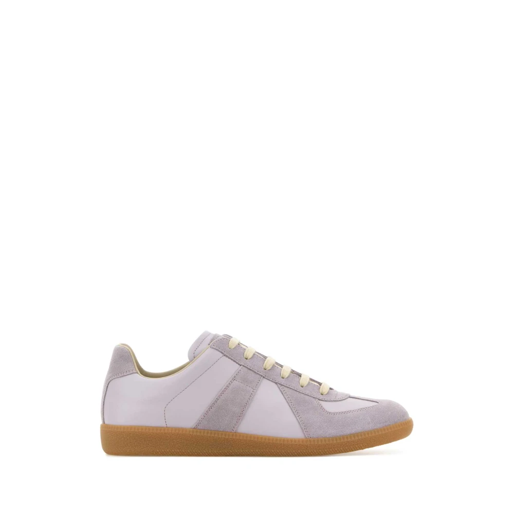 Maison Margiela Men's Purple Sneakers, 8 Uk, Lilac Leather And Suede Replica Trainers