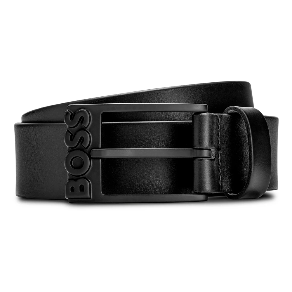 Hugo Men's Black Classic Leather Belt - Belts - 110 Cm - Accessories