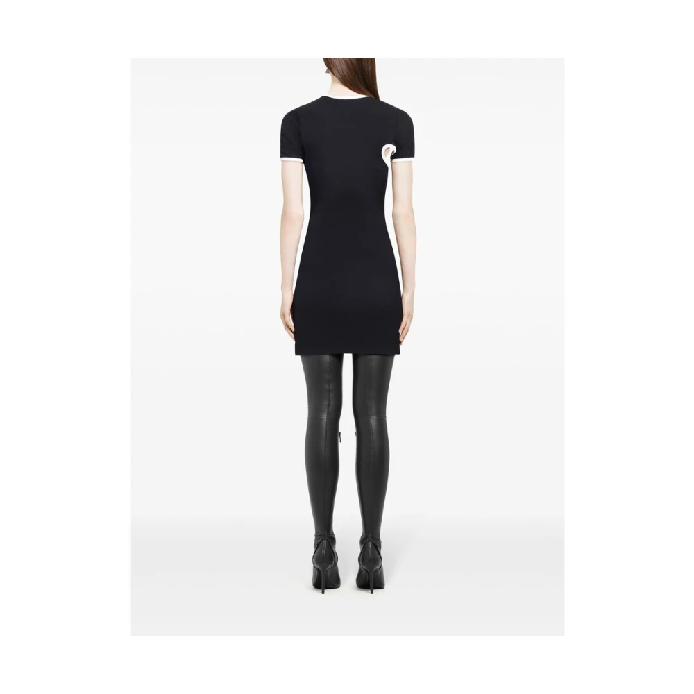 Courrèges Zwart Wit Katoenen Trapeze Jurk Black Dames