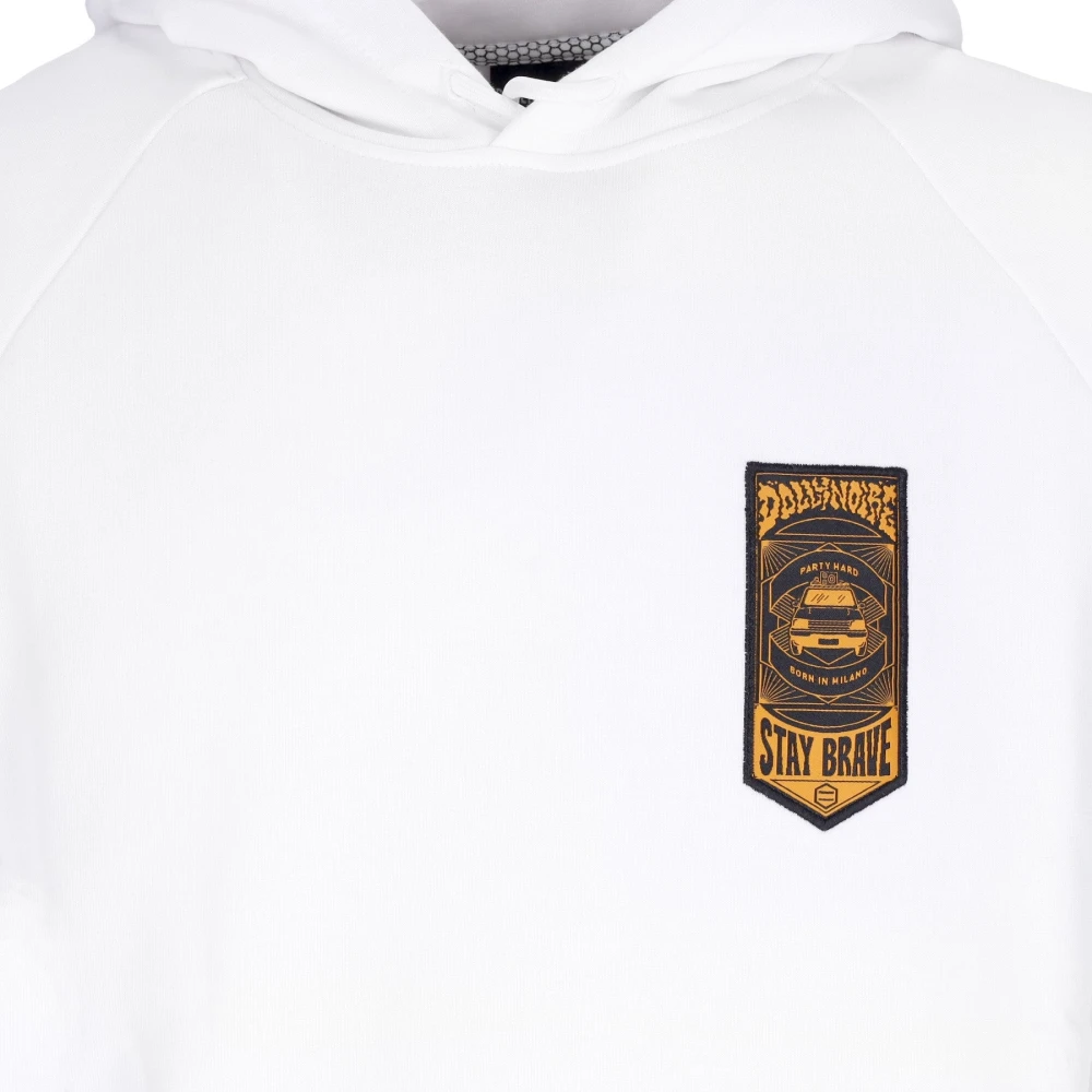 Dolly Noire Witte hoodie met kangoeroezak White Heren