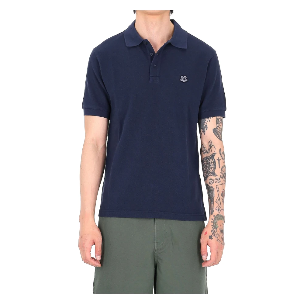 Kenzo Blue Polo Shirts, Male, Xl, Boke Flower Slim Polo