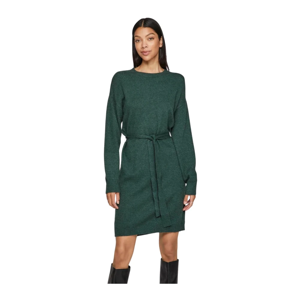 Vila Jurk met lange mouwen en tailleband Green Dames