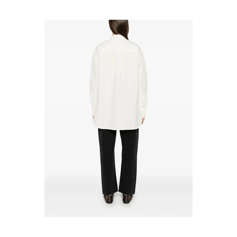Studio Nicholson Witte Geknoopte Hemd met Opstaande Kraag White Dames