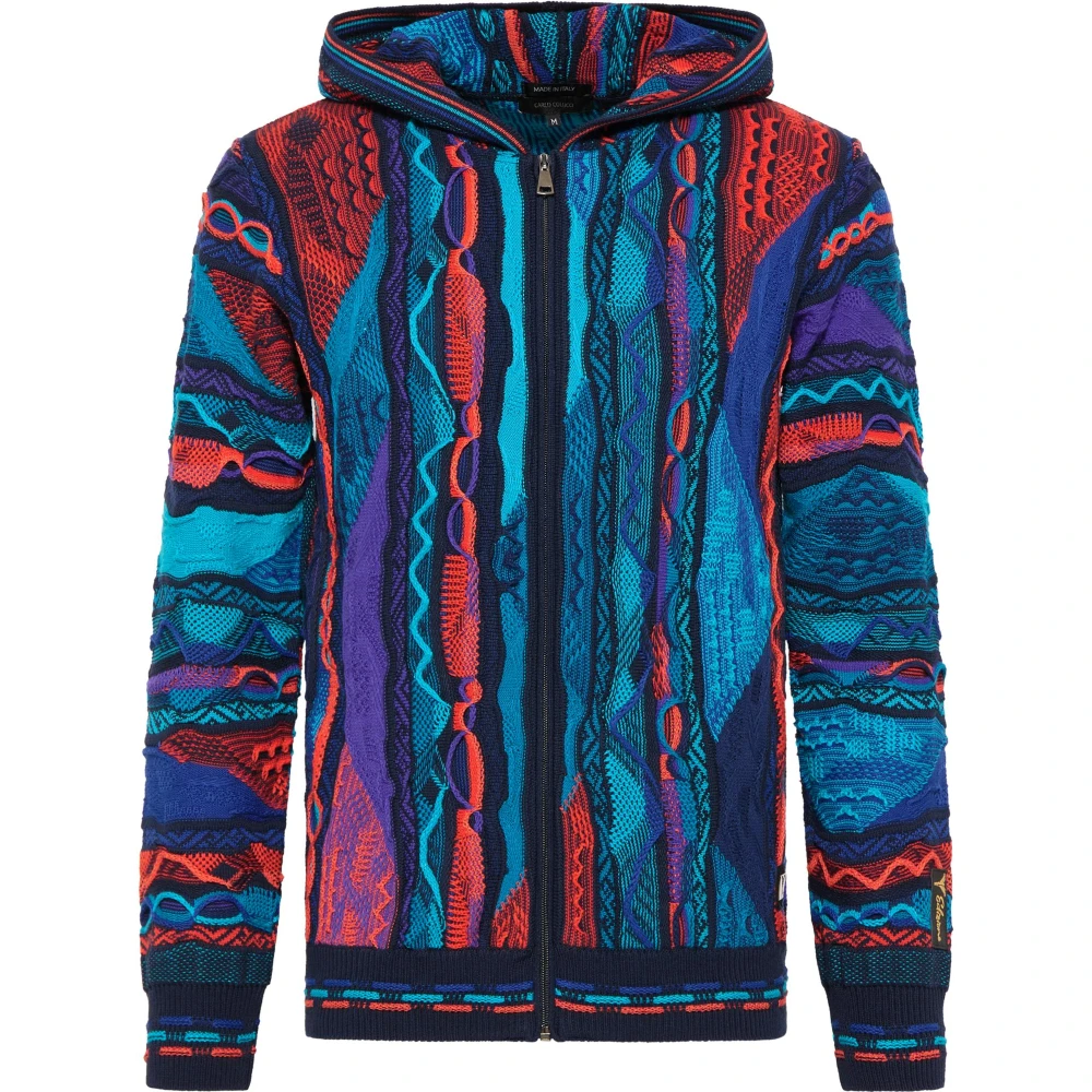 Carlo Colucci Men's Blue Unique Zip-Through Sweatshirt