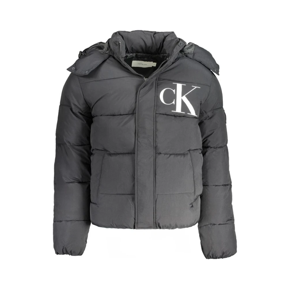 Calvin Klein Zwarte nylonjas met capuchon Black Heren
