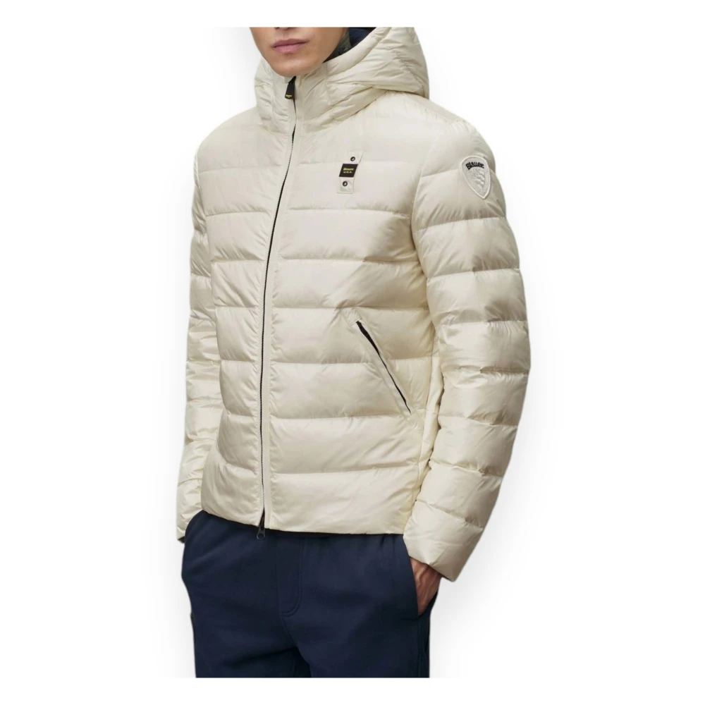 Blauer Gewatteerde jas met capuchon Beige Heren