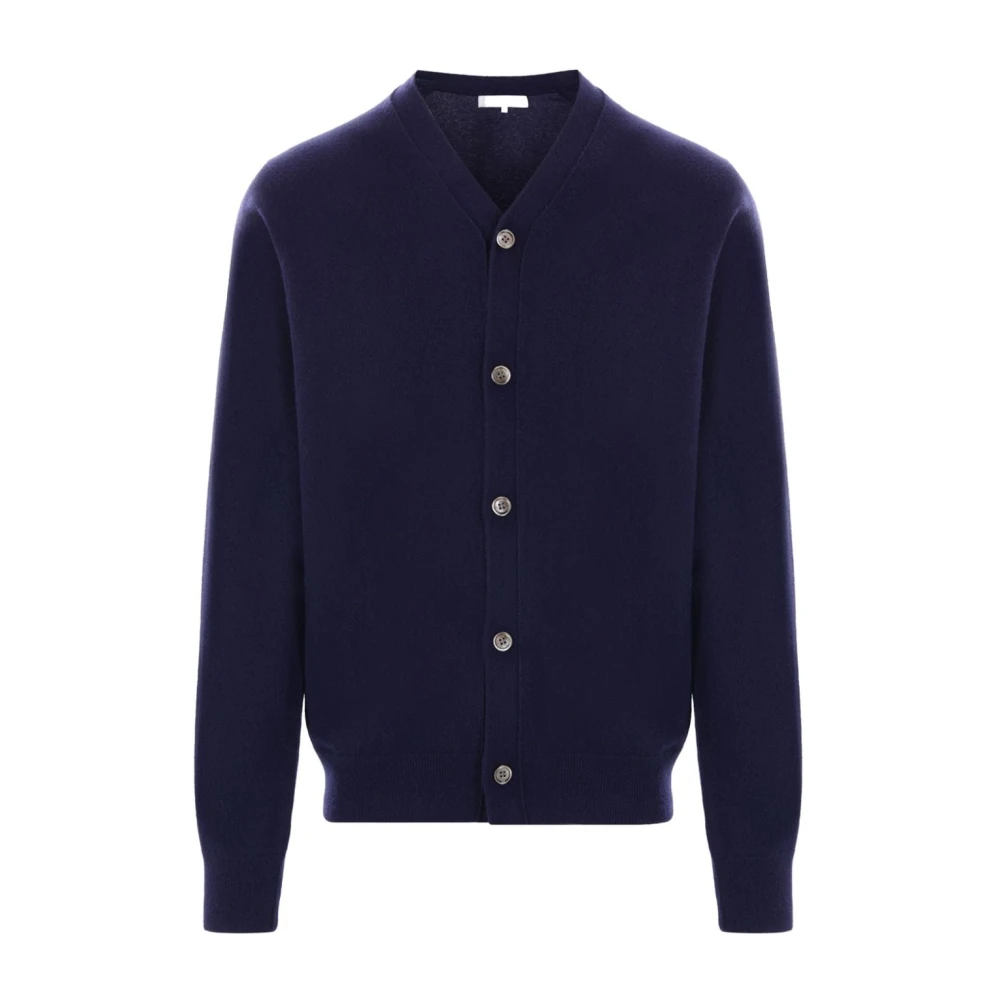 Comme des Garçons Blauwe Wol V-Hals Cardigan Sweater Blue Heren