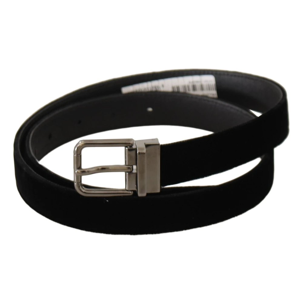 Dolce & Gabbana Elegante Fluweel Riem met Metalen Gesp Black Heren