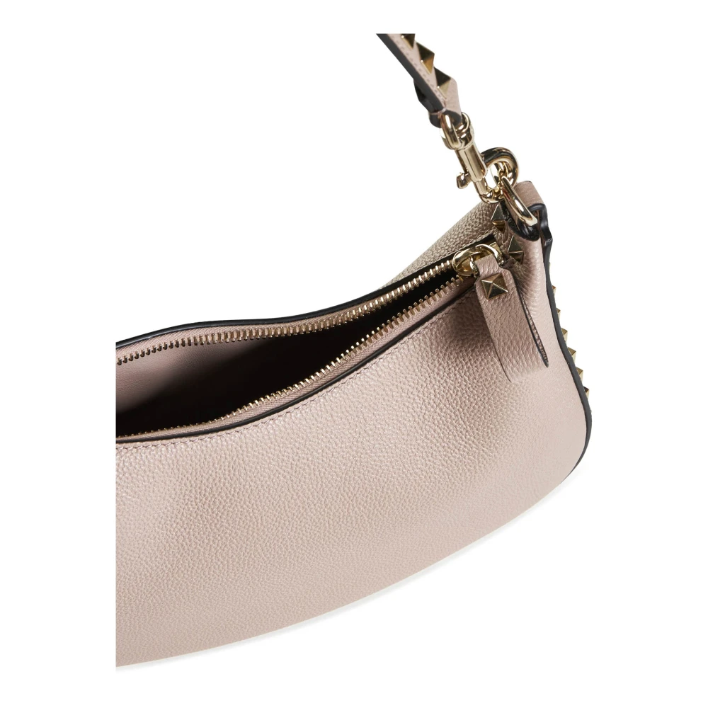 Valentino Garavani Rockstud Blush Pink Leren Hobo Tas Beige Dames