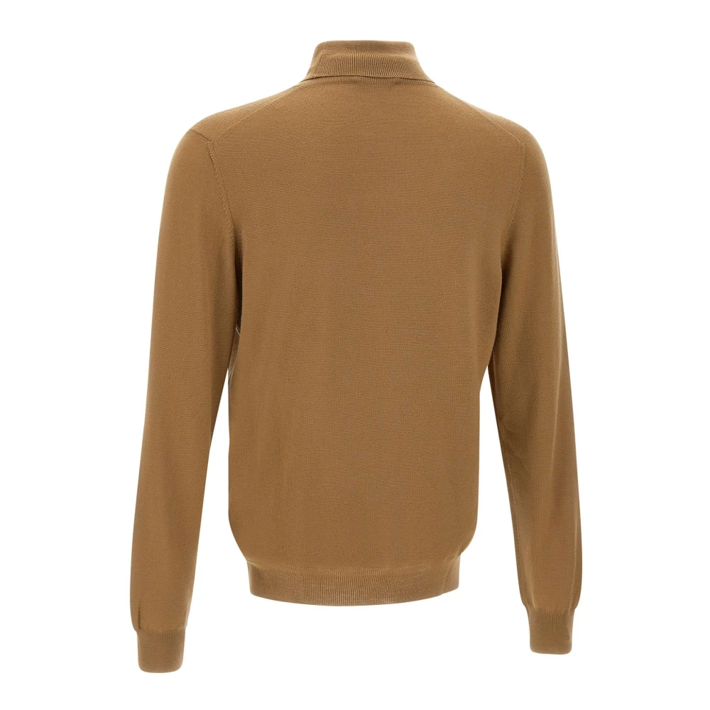 Gran Sasso Merino Wol Coltrui Trui Kameel Brown Heren