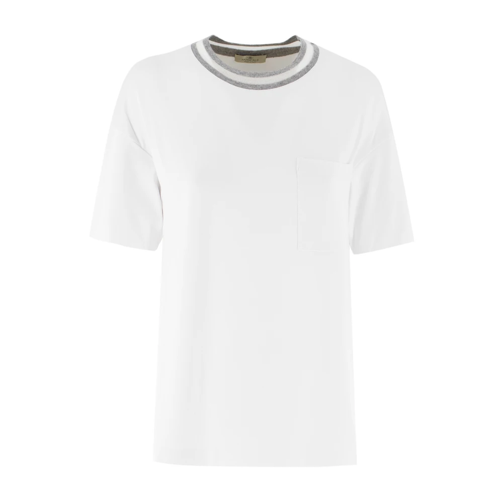 Panicale Lurex Crew Neck Zak T-shirt White Dames
