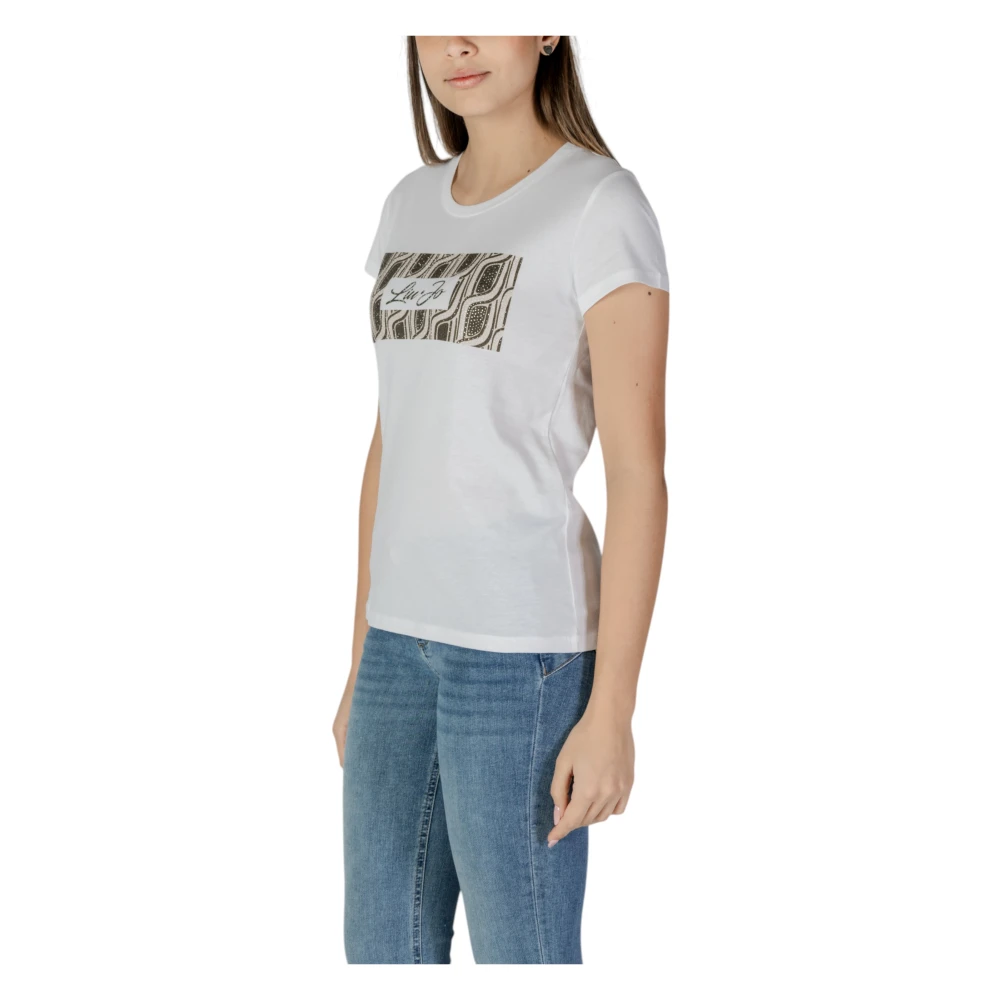 Liu Jo Korte mouw katoenen T-shirt collectie White Dames