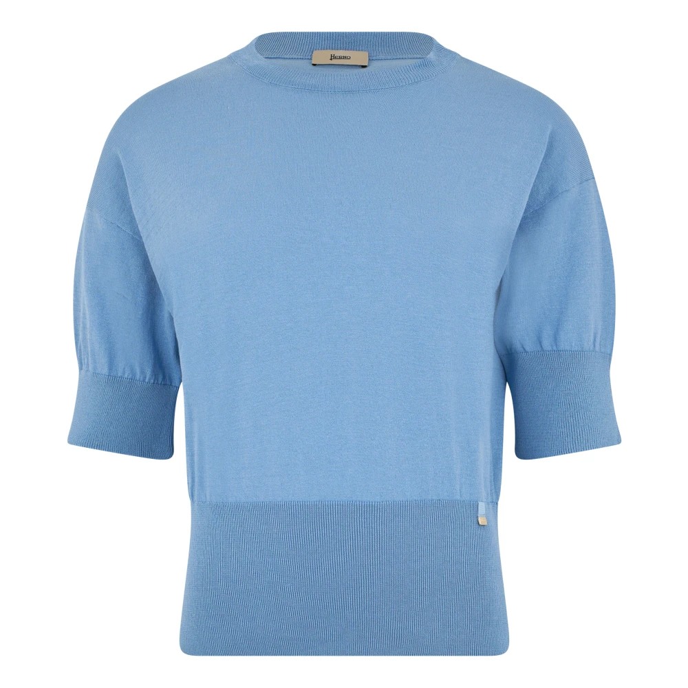 Herno Vrouw Blauw Truien & Vesten Dames, Xs, Katoen, Fijngebreide Katoenen Top