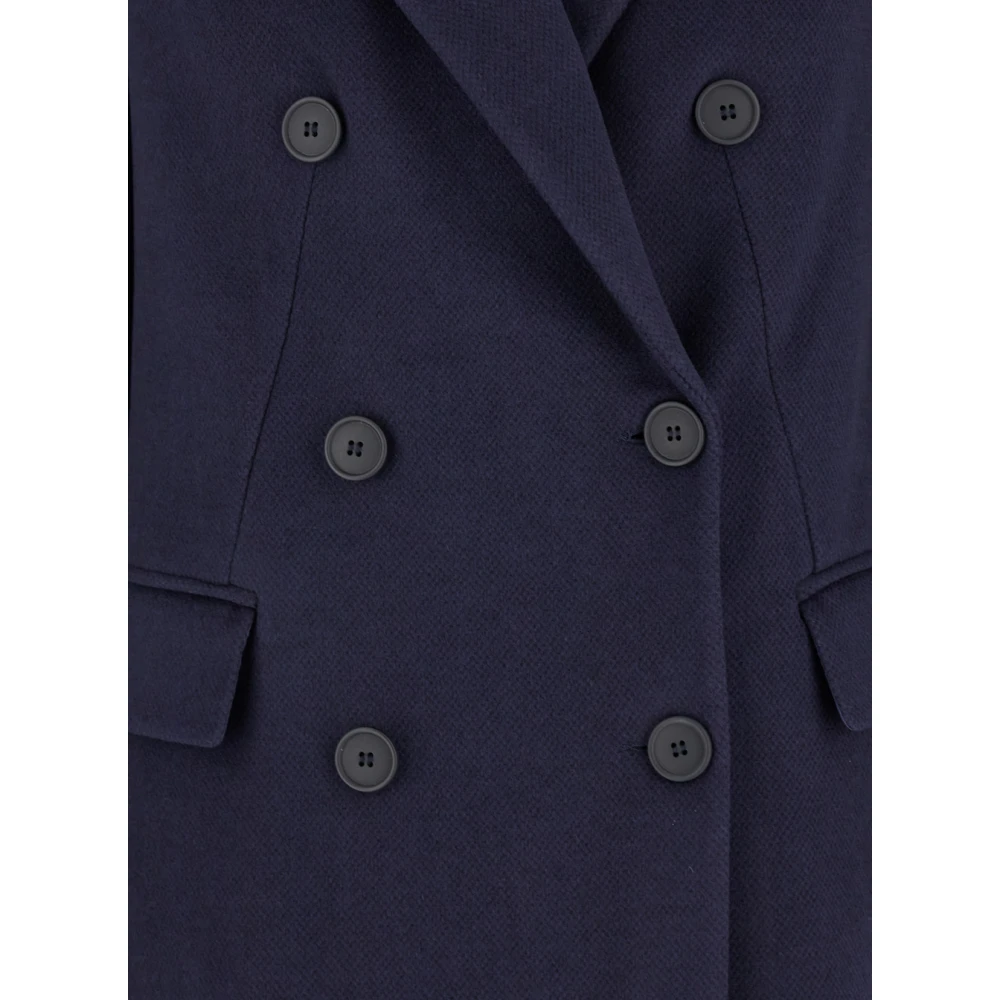 Plain Units Dubbelrijige lange jas Blue Dames