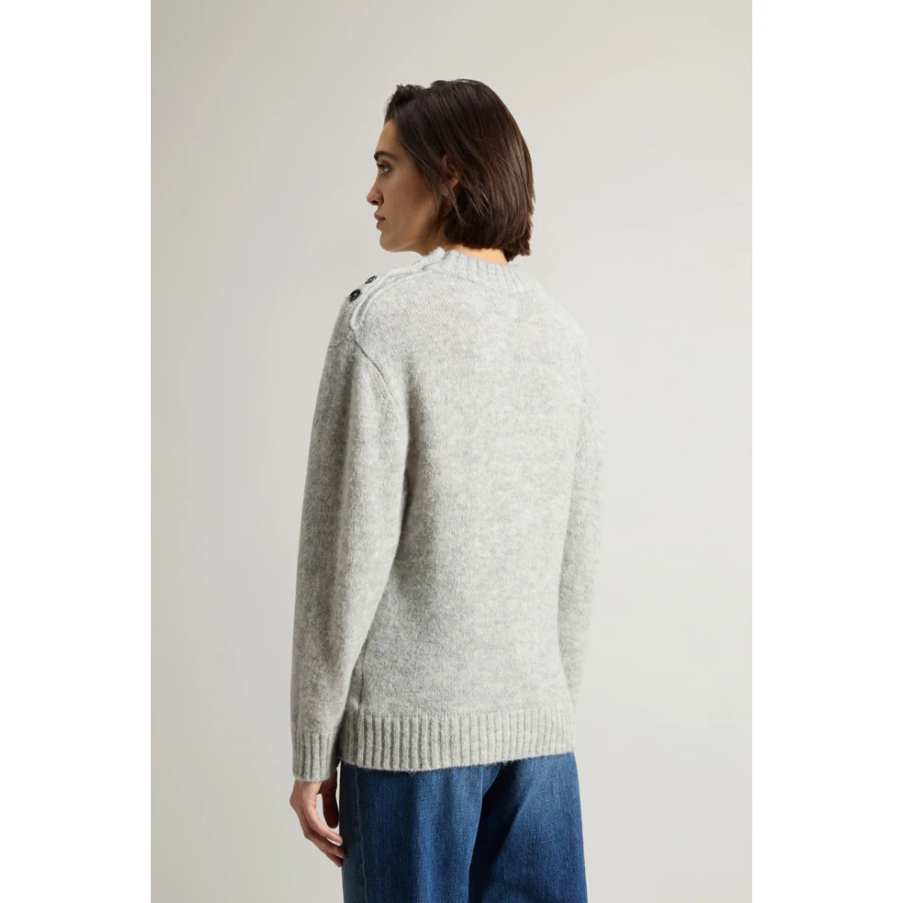 Woolrich Alpaca Blend Schouderknooptrui Gray Dames
