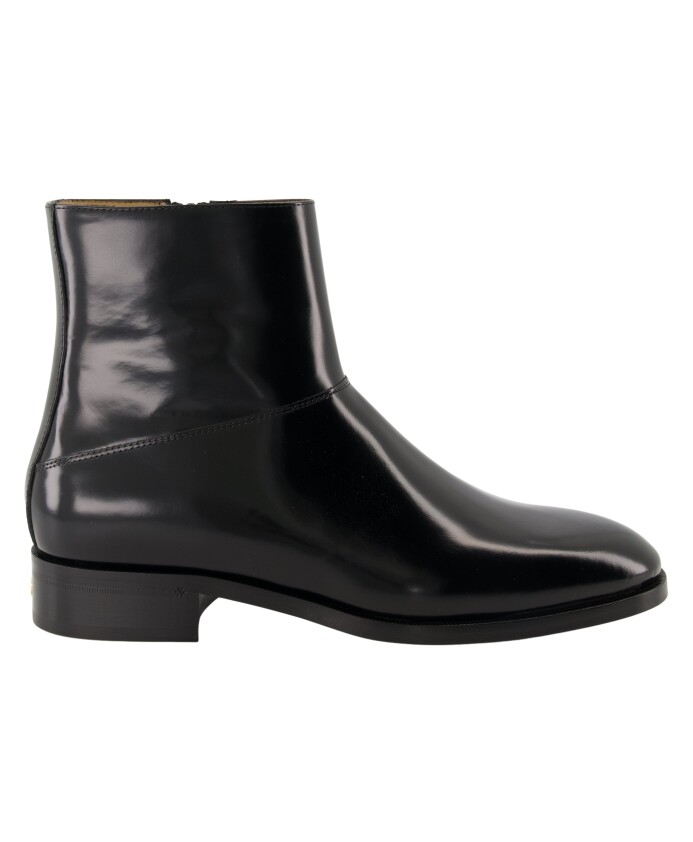 black-leather-pat-ankle-boots