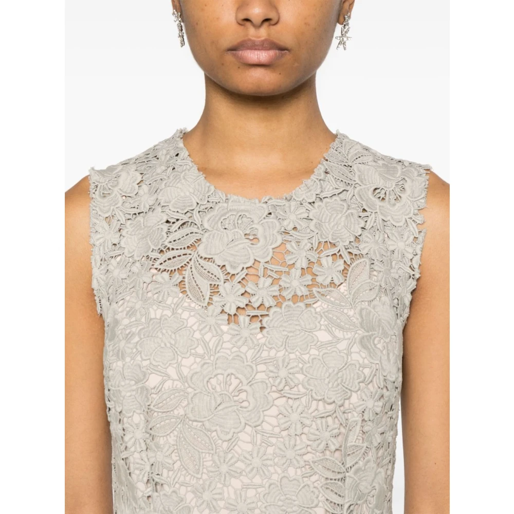 P.a.r.o.s.h. Beige Jurk met Achterritssluiting Gray Dames