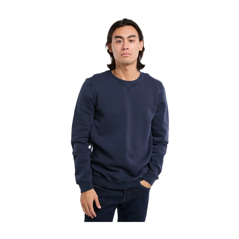 Dondup Blauwe Sweater met Ronde Hals Distressed Blue Heren