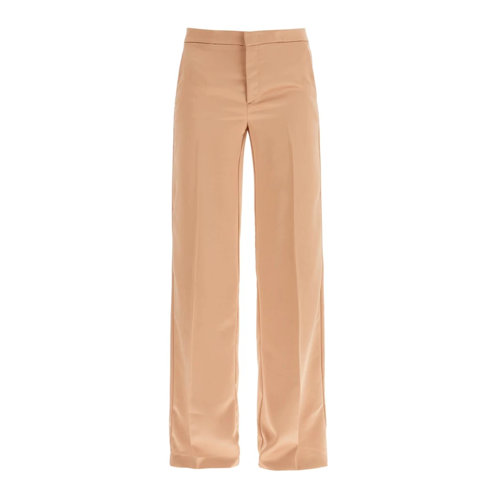 Andamane Wijde satijnen broek met centrale plooi Beige Dames