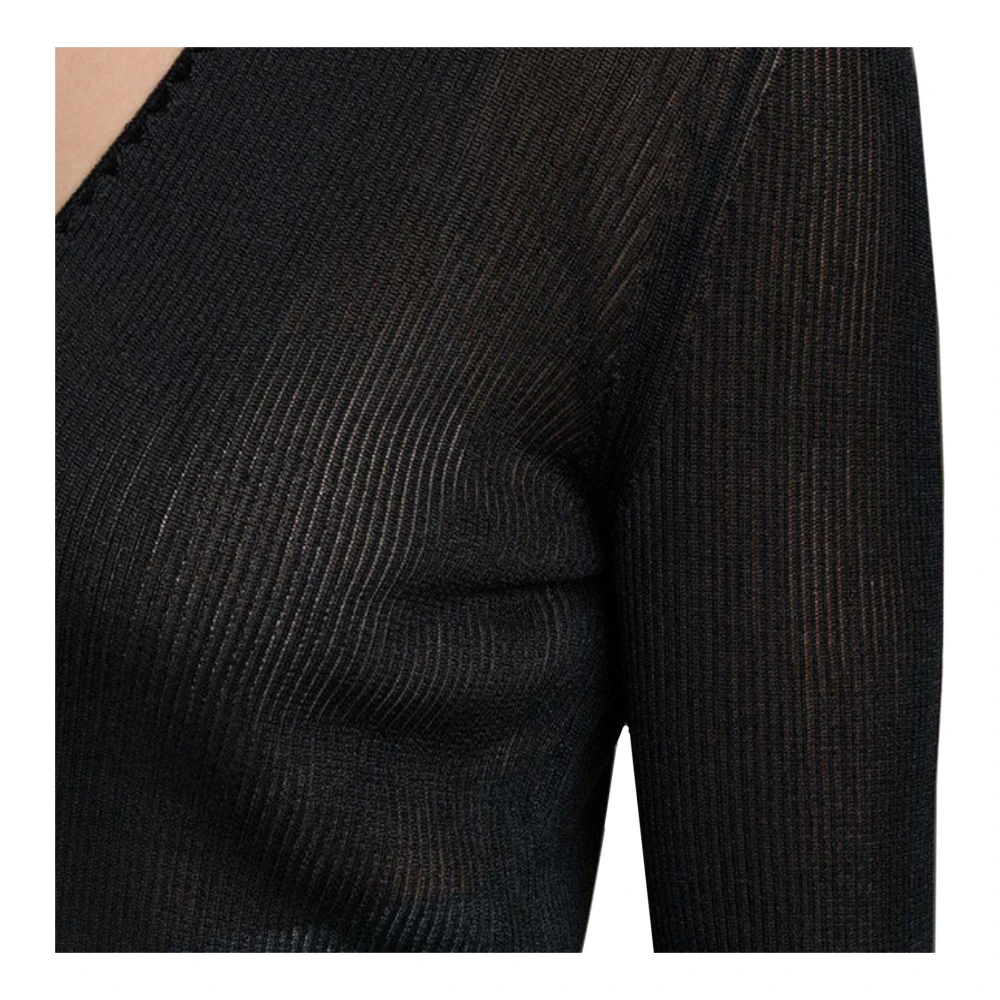 Tom Ford Doorschijnende fijngebreide top Lange mouwen Black Dames