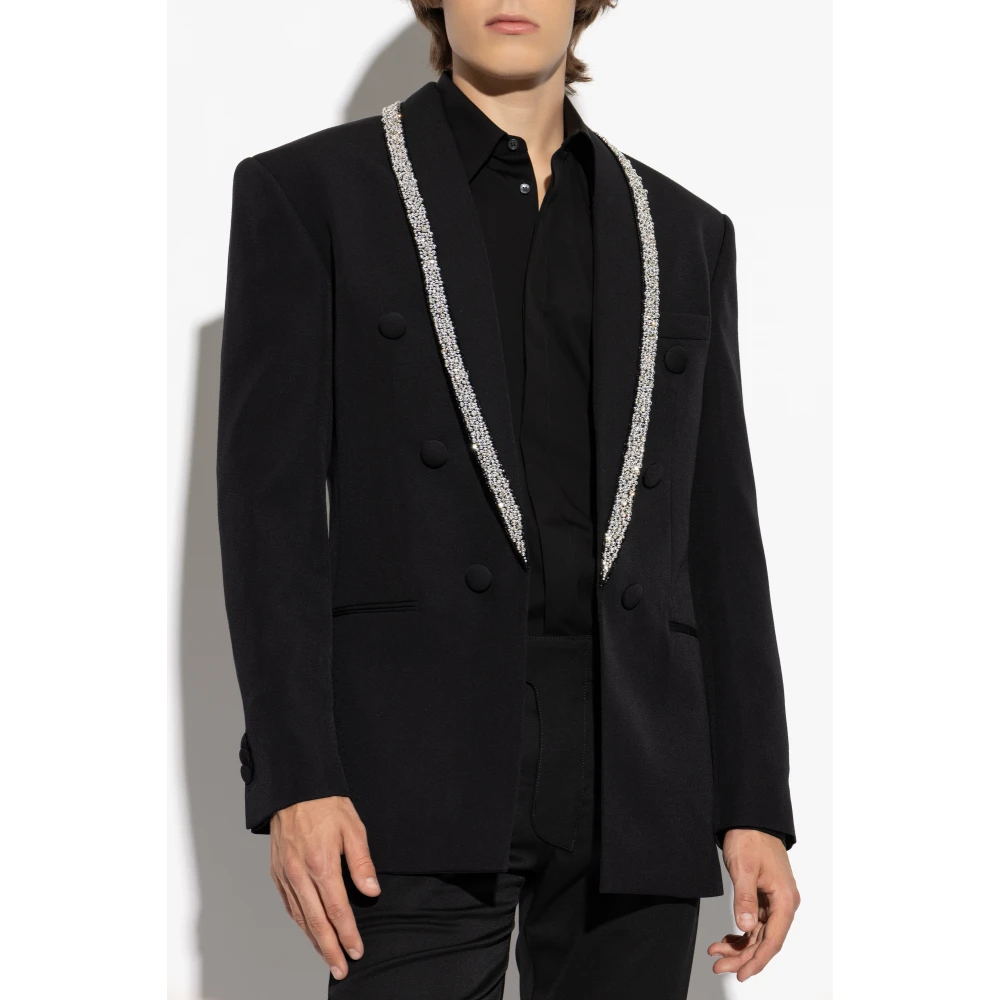 Balmain Blazer met glinsterende applicaties Black Heren