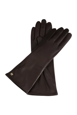 Långa mörkbruna monogramhandskar