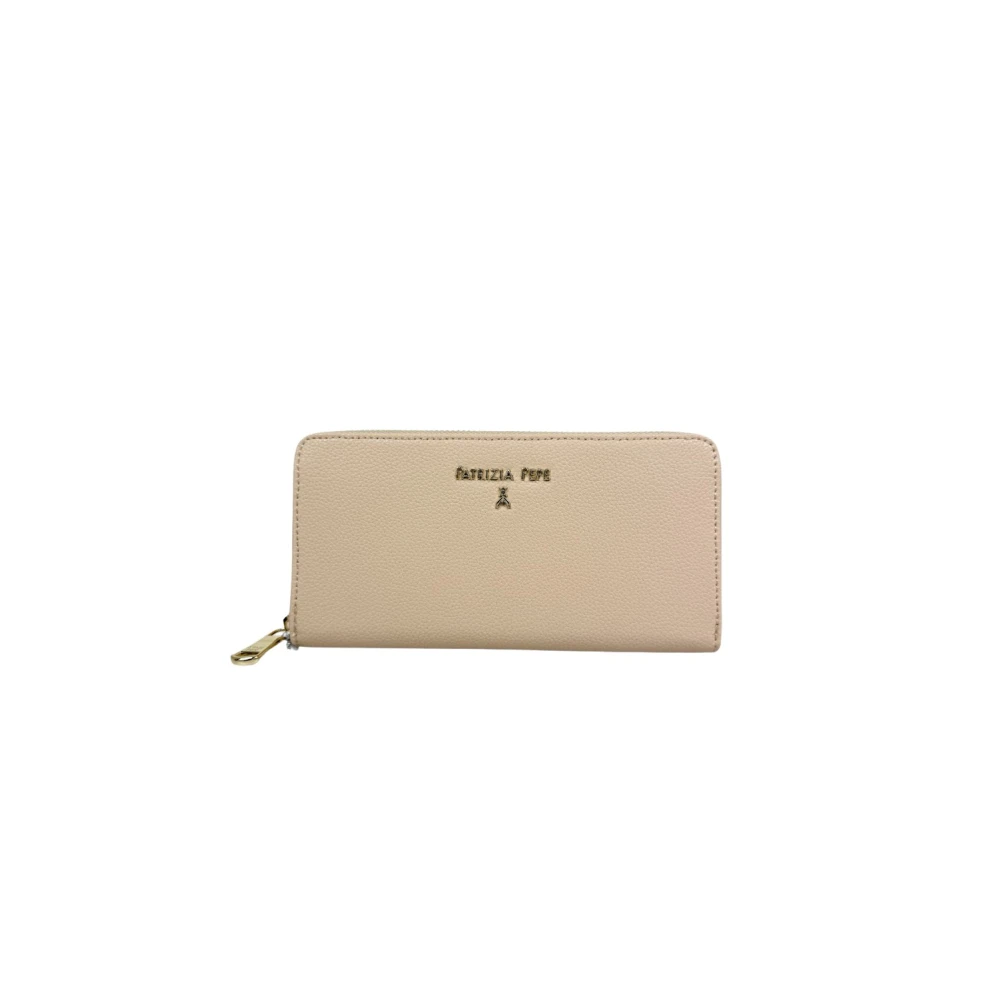 Patrizia Pepe Women's Beige Wallets & Cardholders, One Size, Lettering Portafoglio Zip Around