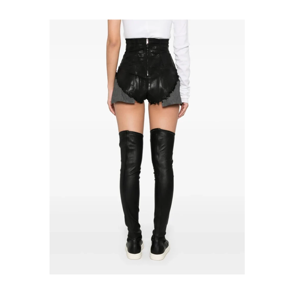 Rick Owens Zwarte Denim High Waist Shorts Black Dames