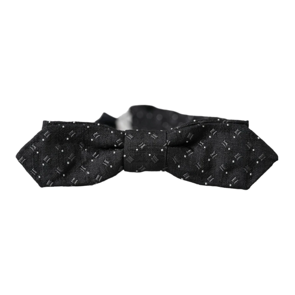 Dolce & Gabbana Verstelbare Patroon Zijden Heren Vlinderdas Black Unisex