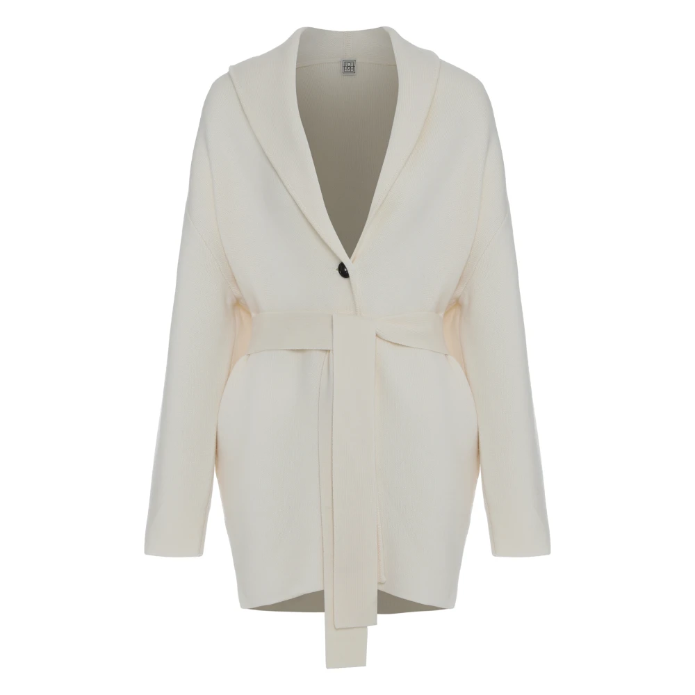 Totême Women's White Cardigans, Xs, Shawl-Lapel Robe Cardigan