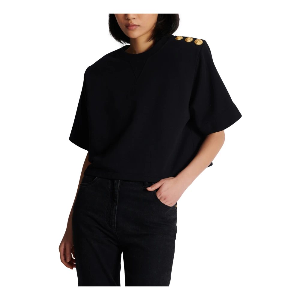 Balmain Sweatshirt met knopen Black Dames