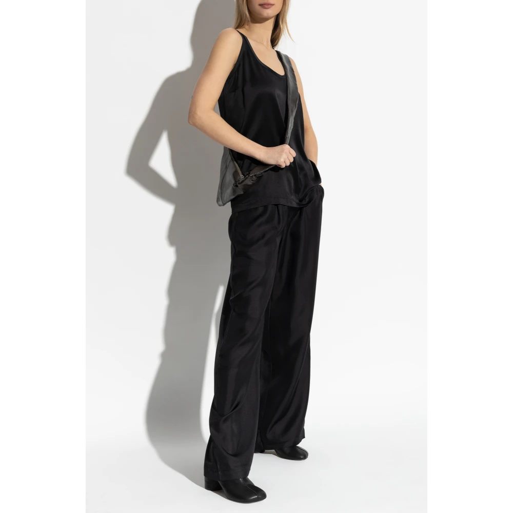 Lisa Yang Zijden loszittende broek Black Dames