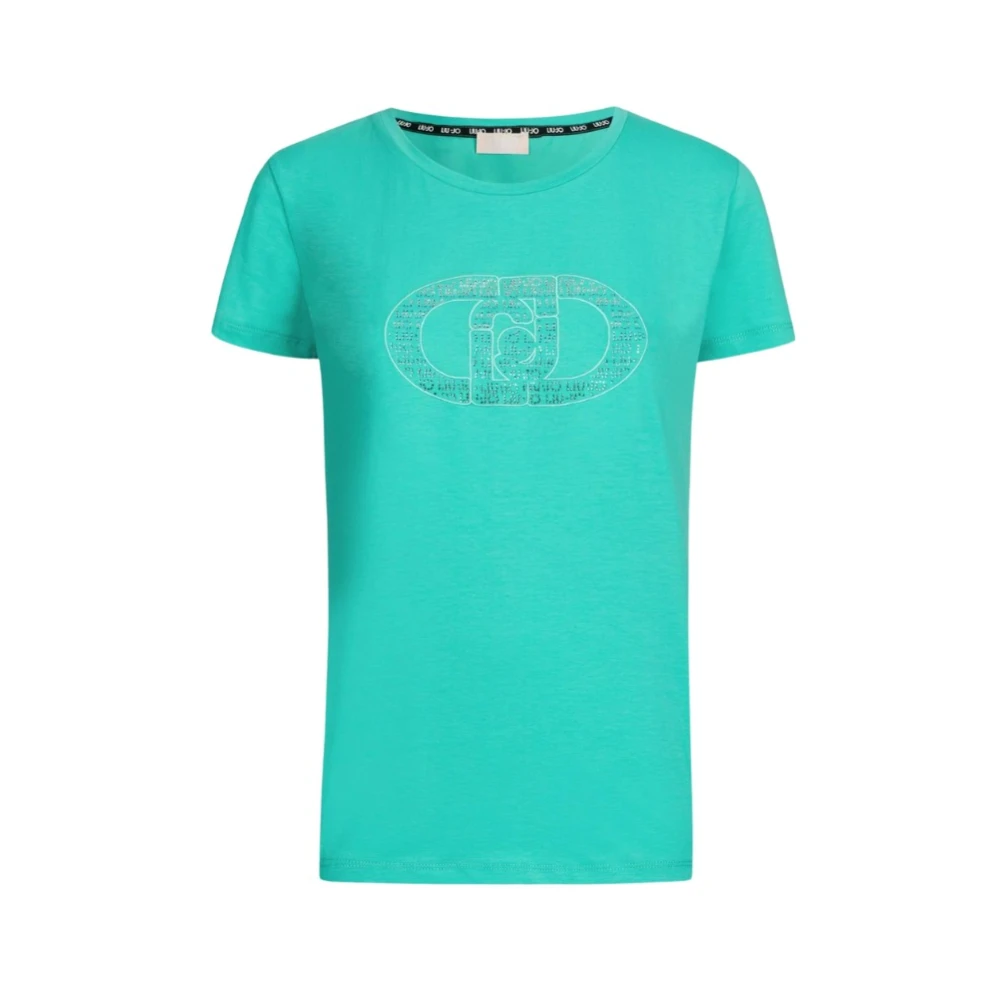 Liu Jo Logo Gemstone T-Shirt Korte Mouw Green Dames