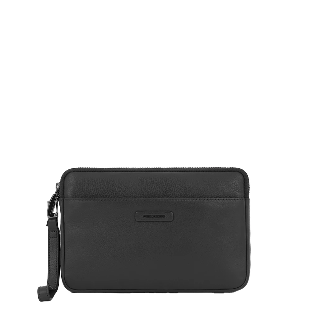 Piquadro Mannelijk Zwart Leather Men's Clutch For Ipad® Mini With Removable Wrist Strap And Rfid Protection