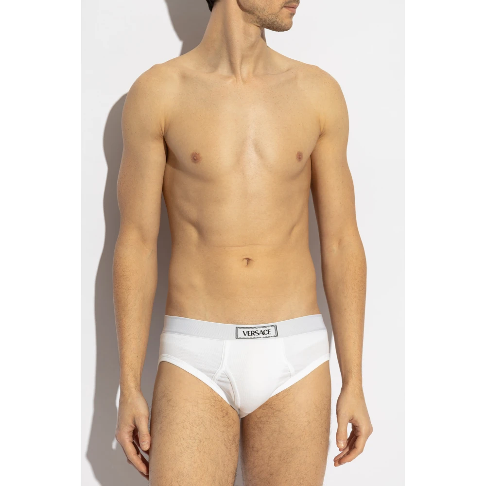 Versace Katoenen slips White Heren