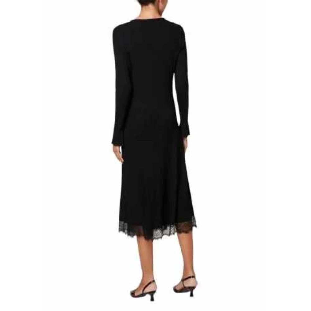 Paul Smith Zwarte Gebreide Lange Jurk Kant Black Dames