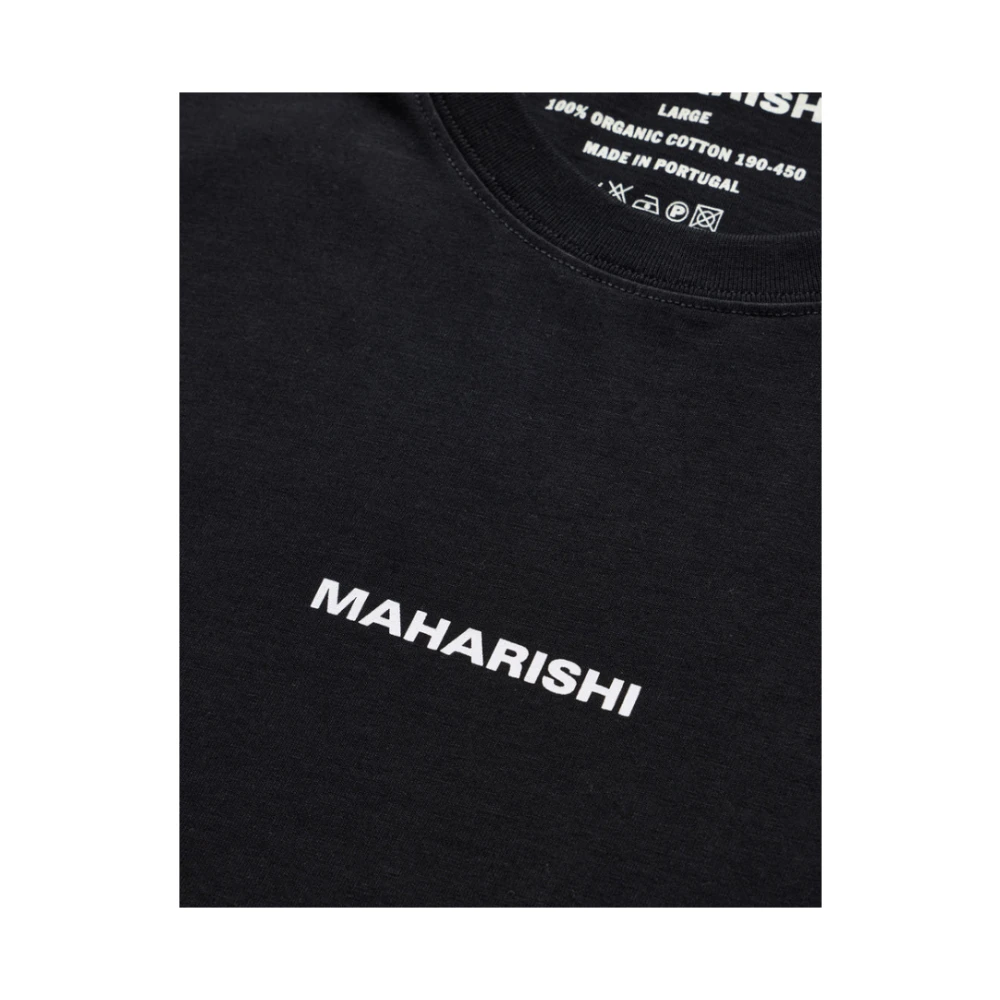 Maharishi Zwart grafisch T-shirt met Jaguar Masker kunstwerk Black Heren
