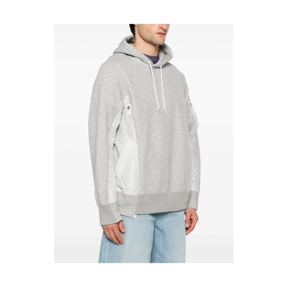 Sacai Lichtgrijze Hoodie met Ritszak Gray Heren