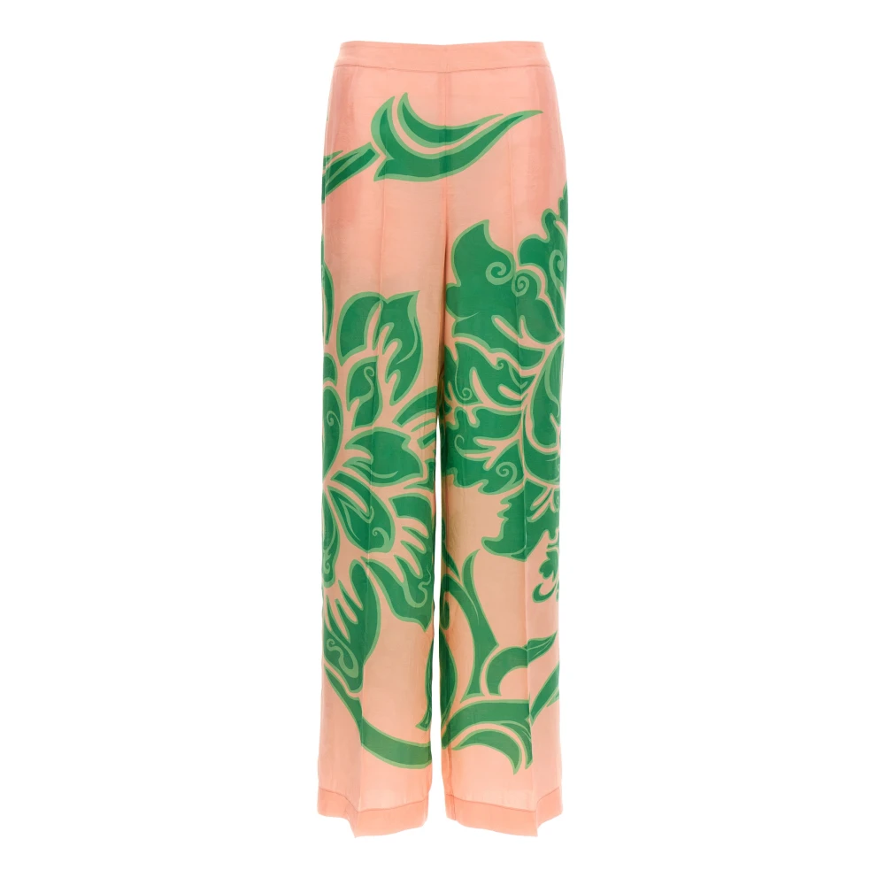 Etro Women's Multicolor Wide Trousers, S, Silk Blend Satin Palazzo Trousers