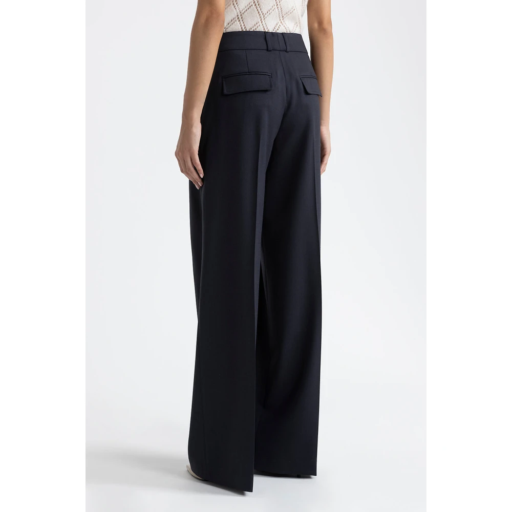 PESERICO Stretch wol geplooide palazzo broek Blue Dames