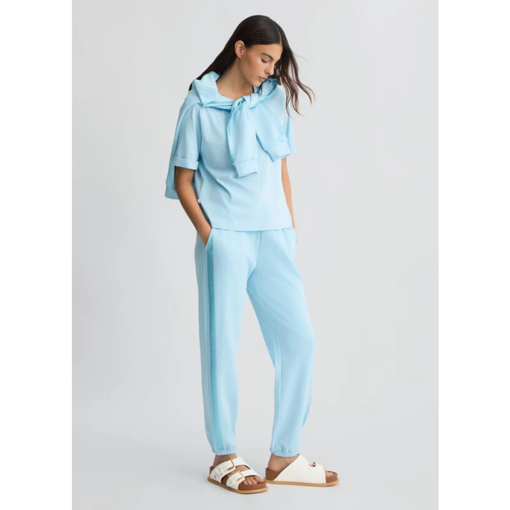Liu Jo Blauwe sweatpants met strass Blue Dames