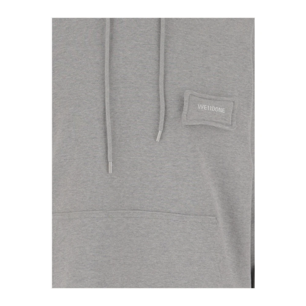 We11Done Geborduurd Logo Katoenen Sweatshirt Hoodie Gray Heren