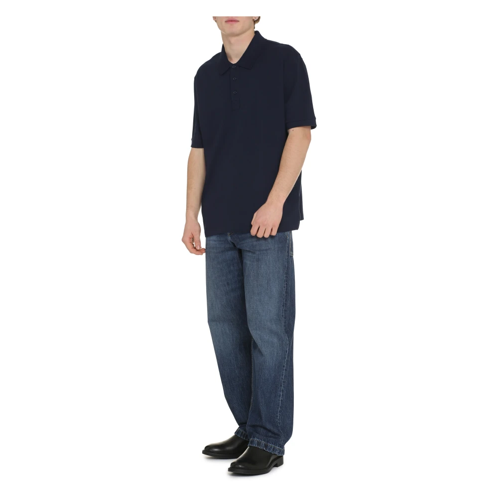 Bottega Veneta Katoenen Piqué Polo Shirt Blue Heren