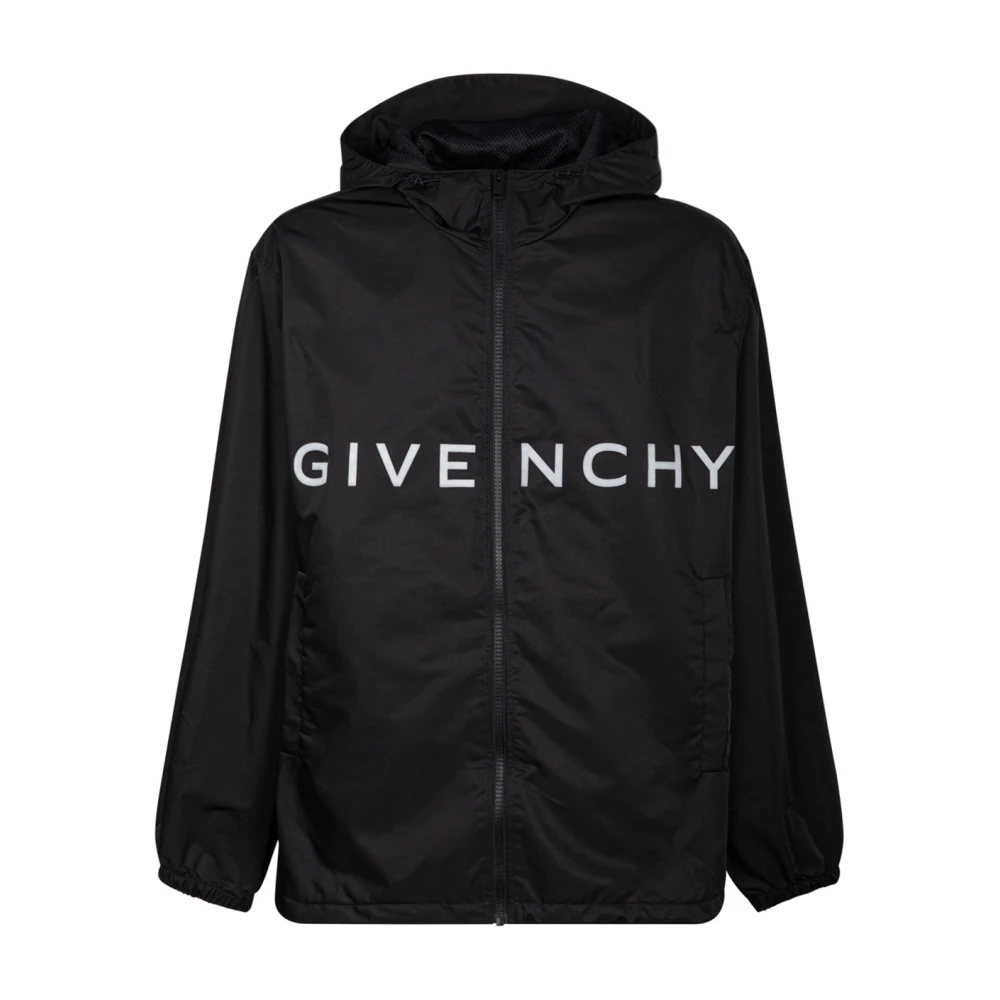 Givenchy Men's Black Windbreaker Jacket With Zipper 4G