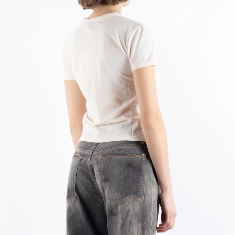 Acne Studios Beige Katoenen T-Shirt Al0460 Beige Dames